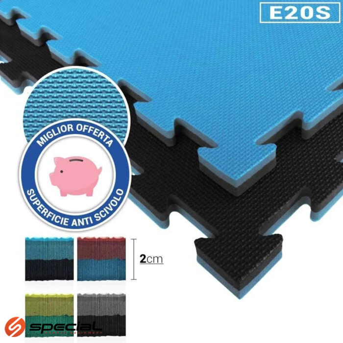 Tatami karate eva basic100x100x2,2 cm, "puzzle" boja: plava/crvena, žuta/plava, siva/crna. 70 Kg/m3